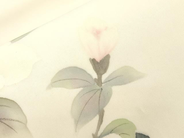 平和屋着物●塩瀬 九寸名古屋帯 手描き 枝花文 金彩 正絹 逸品 CABJ2038dy