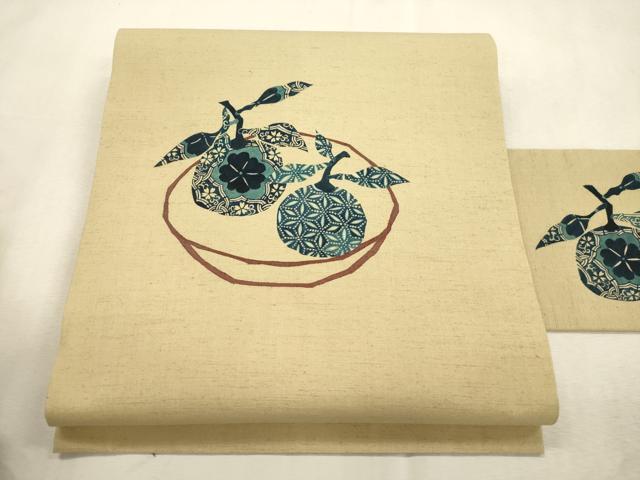 平和屋着物●内山晴祥 手描き 九寸名古屋帯 紬地 成り物 正絹 逸品 CABJ2050dy
