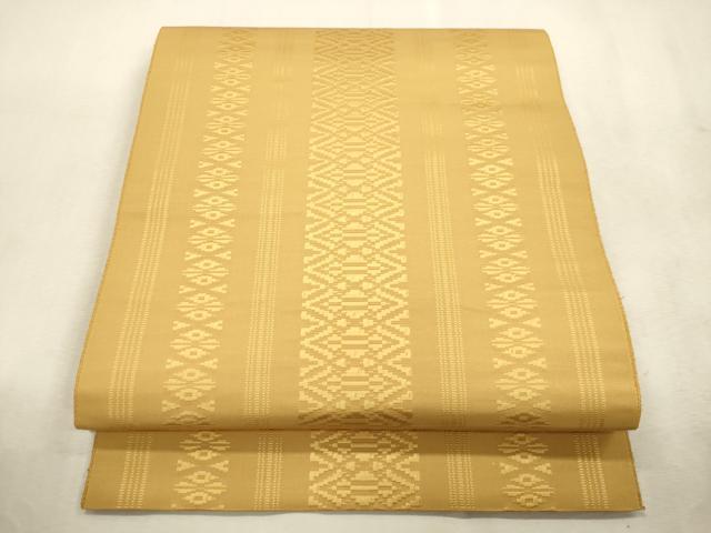 平和屋着物●本場筑前博多織 八寸名古屋帯 献上 黄朽葉色 正絹 逸品 CABJ2053dy