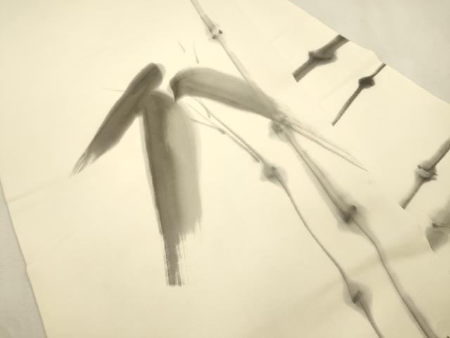 平和屋着物●塩瀬 九寸名古屋帯 作家物 手描き 笹竹文 正絹 逸品 CABJ2056dy