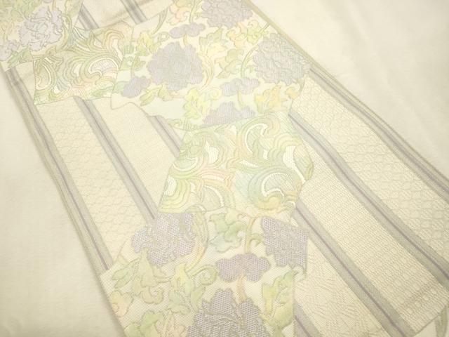 平和屋着物●本場筑前博多織 八寸名古屋帯 更紗花文 正絹 逸品 CABJ2057dy