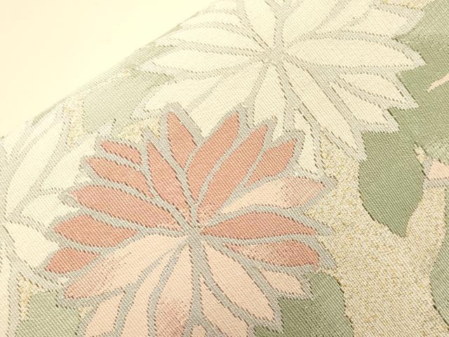 平和屋着物●爪掻き本綴れ 西陣 八寸名古屋帯 草花文 証紙付き 正絹 逸品 CABJ2061dy