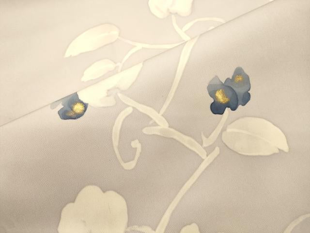 平和屋着物●塩瀬 九寸名古屋帯 ろうけつ染め 草花文 金彩 正絹 逸品 CABJ2065dy