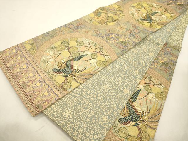 平和屋着物●両面 六通柄袋帯 作家物 七宝歳寒三友文 金糸 正絹 逸品 CABJ2072dy