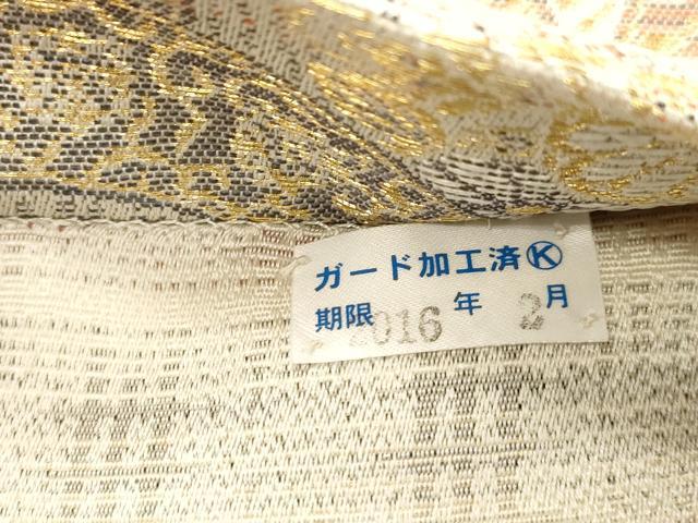 平和屋着物●両面 六通柄袋帯 青海花文 金糸 正絹 逸品 未使用 CABJ2080dy