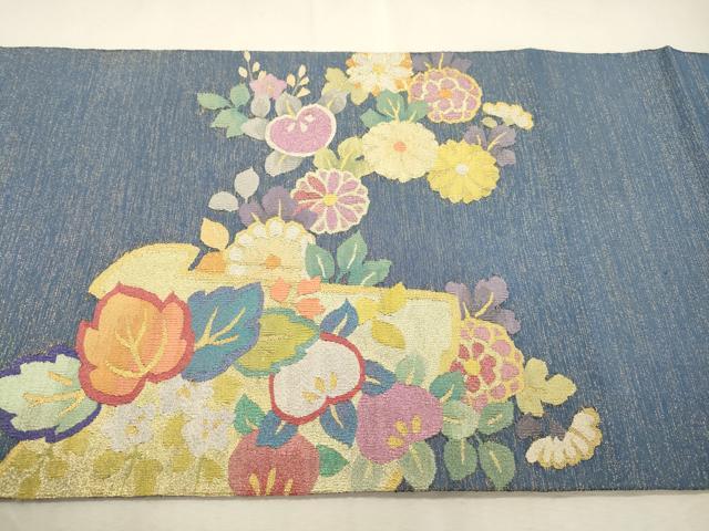 平和屋着物●爪掻き本綴れ 太鼓柄袋帯 鳳凰草花文 金糸 正絹 逸品 未使用 CABJ2081dy