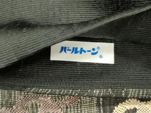 平和屋着物▽太鼓柄袋帯 スリーシーズン 春夏秋 すくい織 市松文字文 黒地 正絹 逸品 CABJ2100dy