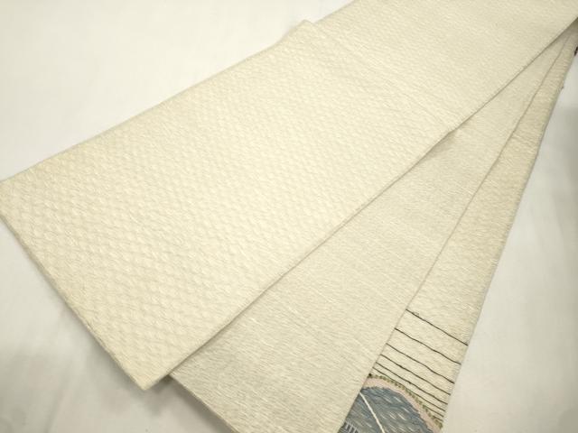 平和屋着物▽太鼓柄袋帯 スリーシーズン 春夏秋 すくい織 立波文 正絹 逸品 CABJ2109dy