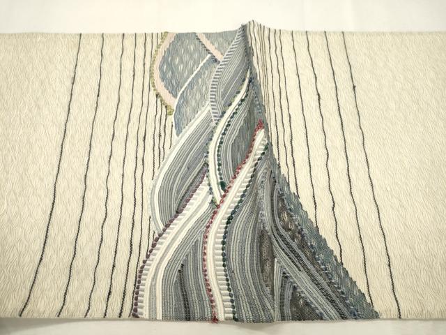 平和屋着物▽太鼓柄袋帯 スリーシーズン 春夏秋 すくい織 立波文 正絹 逸品 CABJ2109dy