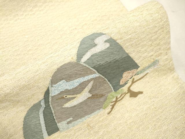 平和屋着物▽太鼓柄袋帯 スリーシーズン 春夏秋 すくい織 遠山飛鳥文 金銀糸 正絹 逸品 CABJ2111dy