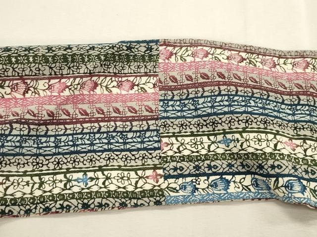 平和屋着物●全通柄九寸名古屋帯 型染め 草花間道 正絹 逸品 CABJ2123dy