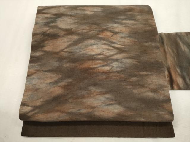 平和屋着物●全通柄九寸名古屋帯 紬地 霞文 正絹 逸品 CABJ2124dy