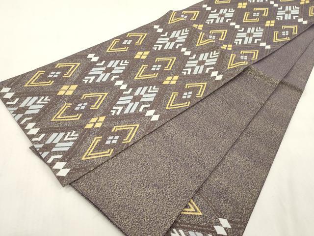 平和屋着物●爪掻き本綴れ 六通柄袋帯 菱文 金糸 正絹 逸品 CABJ2144dy