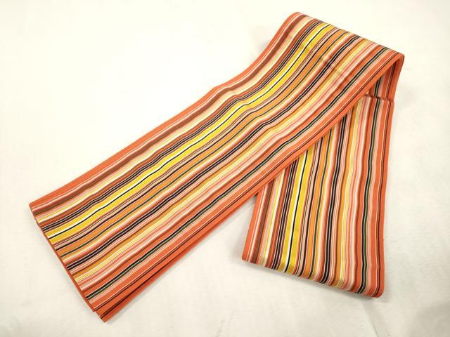 平和屋着物●本場筑前博多織 半幅帯 間道 正絹 逸品 CABJ2146dy