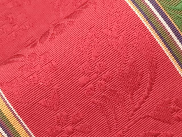 平和屋着物●本場筑前博多織 半幅帯 草花間道 正絹 逸品 CABJ2147dy