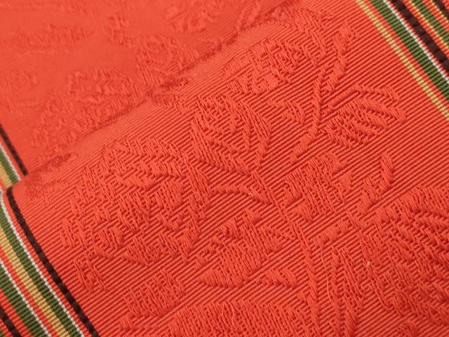 平和屋着物●本場筑前博多織 半幅帯 草花間道 酒井巧芸舎謹製 証紙付き 正絹 逸品 CABJ2148dy