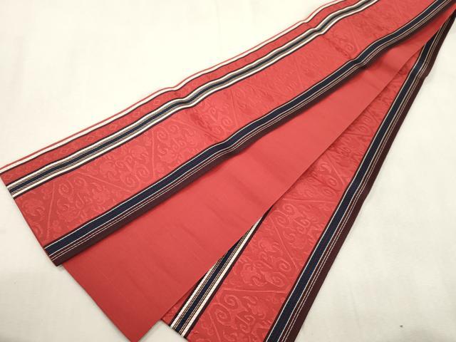 平和屋着物●本場筑前博多織 半幅帯 幾何学文 正絹 逸品 CABJ2157dy