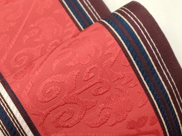 平和屋着物●本場筑前博多織 半幅帯 幾何学文 正絹 逸品 CABJ2157dy