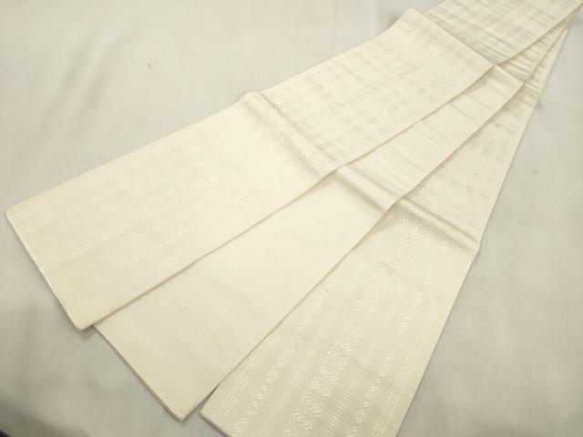 平和屋着物●本場筑前博多織 半幅帯 献上 鳥の子色 正絹 逸品 CABJ2158dy