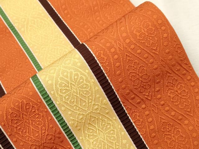 平和屋着物●本場筑前博多織 半幅帯 幾何学文 正絹 逸品 CABJ2162dy