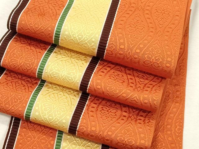 平和屋着物●本場筑前博多織 半幅帯 幾何学文 正絹 逸品 CABJ2162dy