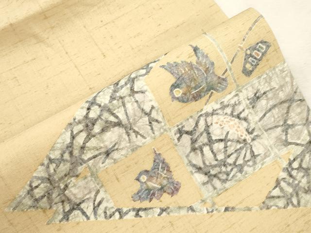 平和屋着物●九寸名古屋帯 紬地 飛鳥文 ますいわ屋扱い 正絹 逸品 CABJ2169dy
