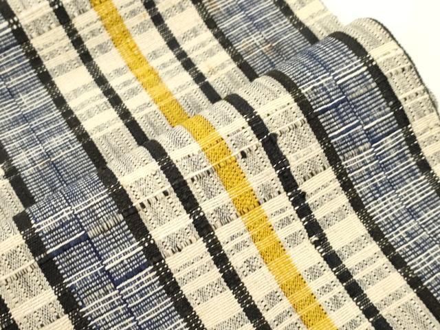 平和屋着物●全通柄九寸名古屋帯 紬地 格子柄 正絹 逸品 CABJ2183dy