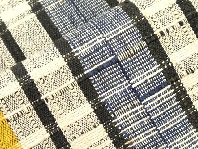 平和屋着物●全通柄九寸名古屋帯 紬地 格子柄 正絹 逸品 CABJ2183dy