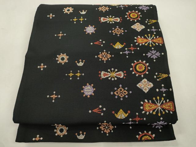 平和屋着物●西陣 川島織物 洗える最高級着物 <英>はなぶさ謹製 六通柄 京袋帯 宝尽くし文 黒地 CABJ2192dy