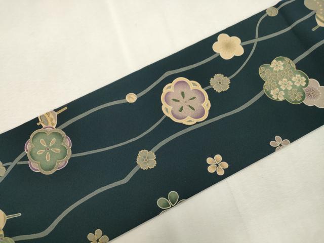 平和屋着物●全通柄九寸名古屋帯 独楽 舞梅文 金彩 正絹 逸品 CABJ2195dy