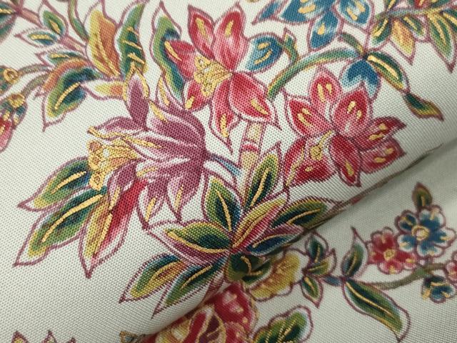 平和屋着物●九寸開き名古屋帯 更紗花文 金彩 正絹 逸品 CABJ2196dy