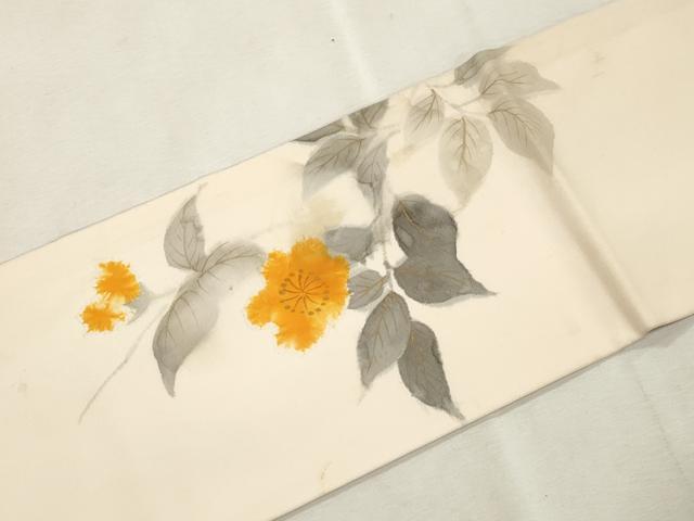 平和屋着物●日本工芸会正会員 絞りの小倉 辻が花の建亮 小倉建亮 塩瀬 九寸名古屋帯 手描き 草花文 正絹 逸品 CABJ2219dy