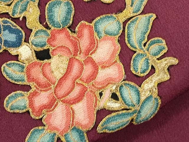 平和屋着物●中国三大刺繍 総相良刺繍 九寸名古屋帯 駒刺繍 花蝶文 正絹 逸品 CABJ2222dy
