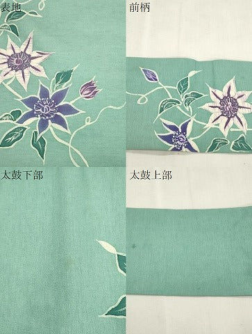 平和屋着物●九寸名古屋帯 ろうけつ染め 草花文 正絹 逸品 CABJ2232dy