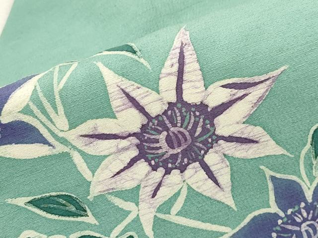 平和屋着物●九寸名古屋帯 ろうけつ染め 草花文 正絹 逸品 CABJ2232dy