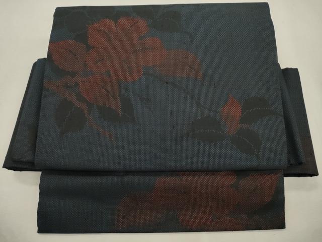 平和屋着物●ワンタッチつけ帯 本場大島紬地 枝花文 正絹 逸品 CABJ2242dy