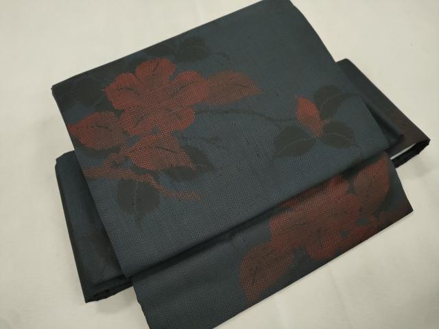 平和屋着物●ワンタッチつけ帯 本場大島紬地 枝花文 正絹 逸品 CABJ2242dy