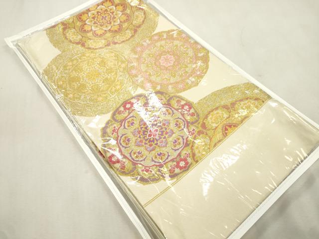 平和屋着物●西陣 酒井守謹製 六通柄袋帯 幾何学花文 金糸 証紙付き 逸品 未使用 CABJ2249dy