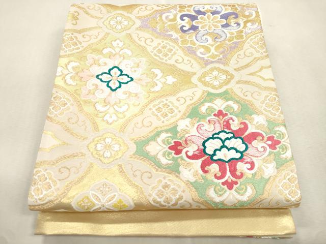 平和屋着物●西陣 酒井守謹製 六通柄袋帯 唐織 幾何学花文 金糸 証紙付き 逸品 未使用 CABJ2251dy