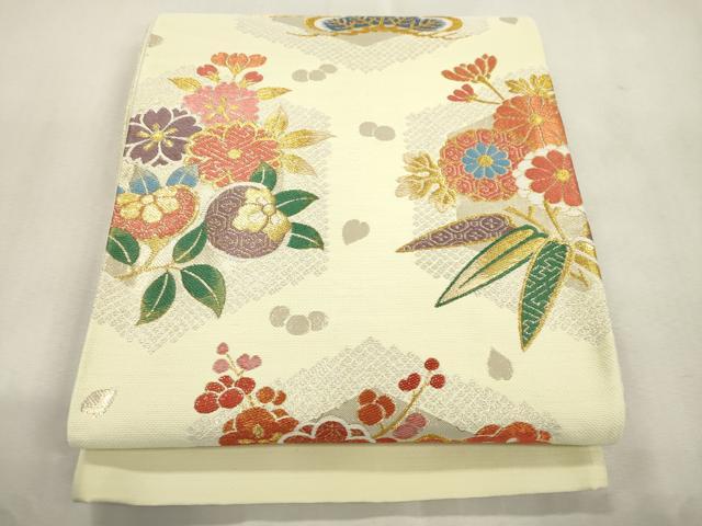 平和屋着物●西陣 酒井守謹製 六通柄袋帯 亀甲草花文 金銀糸 証紙付き 正絹 逸品 未使用 CABJ2253dy