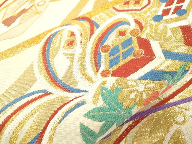 平和屋着物●西陣 酒井守謹製 六通柄袋帯 鼓花文 金糸 証紙付き 逸品 未使用 CABJ2259dy