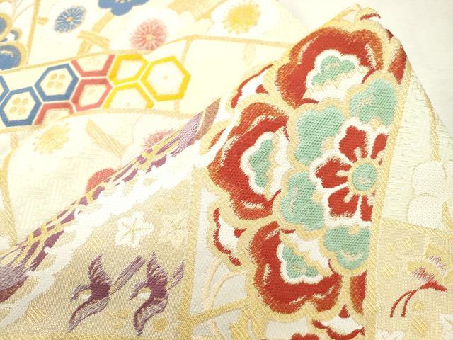 平和屋着物●西陣 酒井守謹製 六通柄袋帯 松 花鳥文 金糸 証紙付き 逸品 未使用 CABJ2261dy