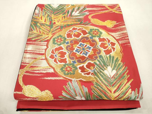 平和屋着物●西陣 酒井守謹製 六通柄袋帯 松葉花文 金糸 証紙付き 逸品 未使用 CABJ2262dy