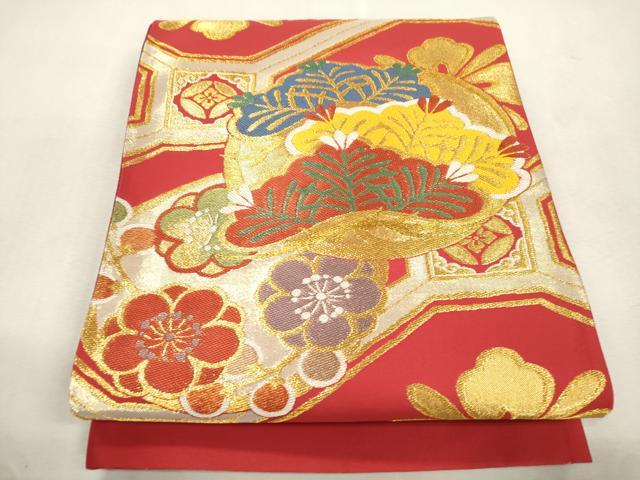 平和屋着物●西陣 酒井守謹製 六通柄袋帯 七宝花文 金銀糸 証紙付き 逸品 未使用 CABJ2266dy