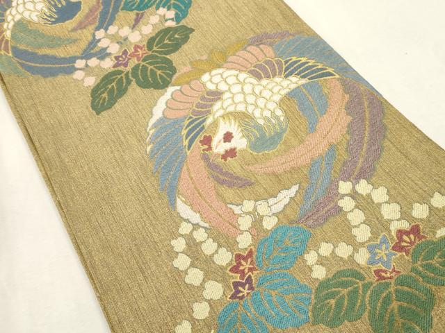 平和屋着物●六通柄袋帯 美人画譜 鳳凰桐花丸文 金糸 正絹 逸品 CABJ2280dy