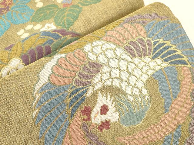 平和屋着物●六通柄袋帯 美人画譜 鳳凰桐花丸文 金糸 正絹 逸品 CABJ2280dy