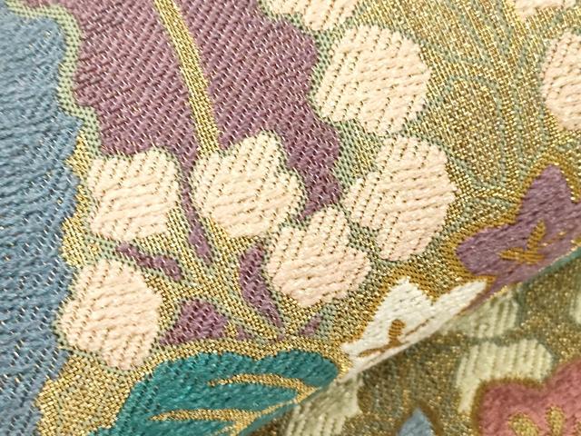 平和屋着物●六通柄袋帯 美人画譜 鳳凰桐花丸文 金糸 正絹 逸品 CABJ2280dy