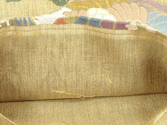 平和屋着物●六通柄袋帯 美人画譜 鳳凰桐花丸文 金糸 正絹 逸品 CABJ2280dy