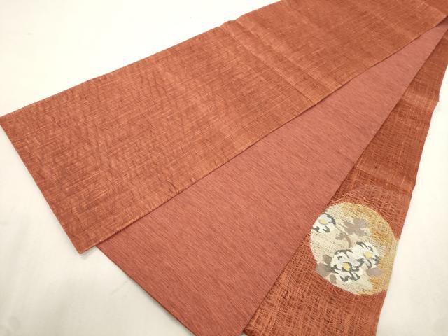 平和屋着物▽太鼓柄袋帯 スリーシーズン 春夏秋 櫛織 草花丸文 正絹 逸品 CABJ2283dy