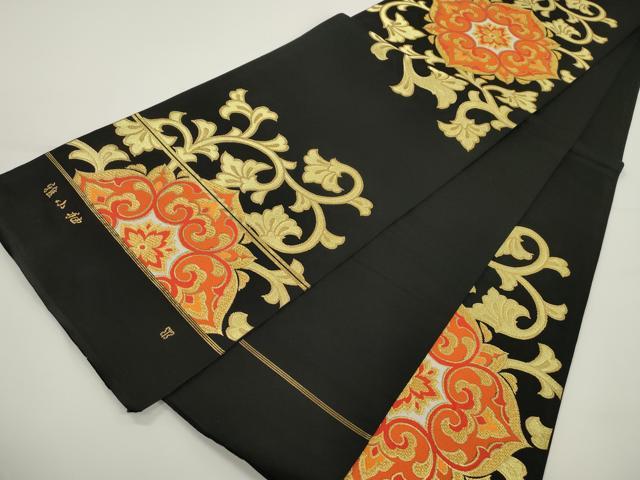 平和屋着物●西陣 川島織物 六通柄 本袋帯 雅小袖 黒地 金糸 正絹 逸品 CABJ2294dy